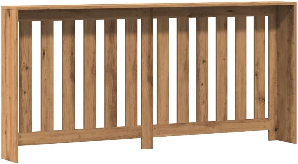 Modern Slatted Oak Radiator Cover 175x20x82cm – Engineered Wood Shelf Unit