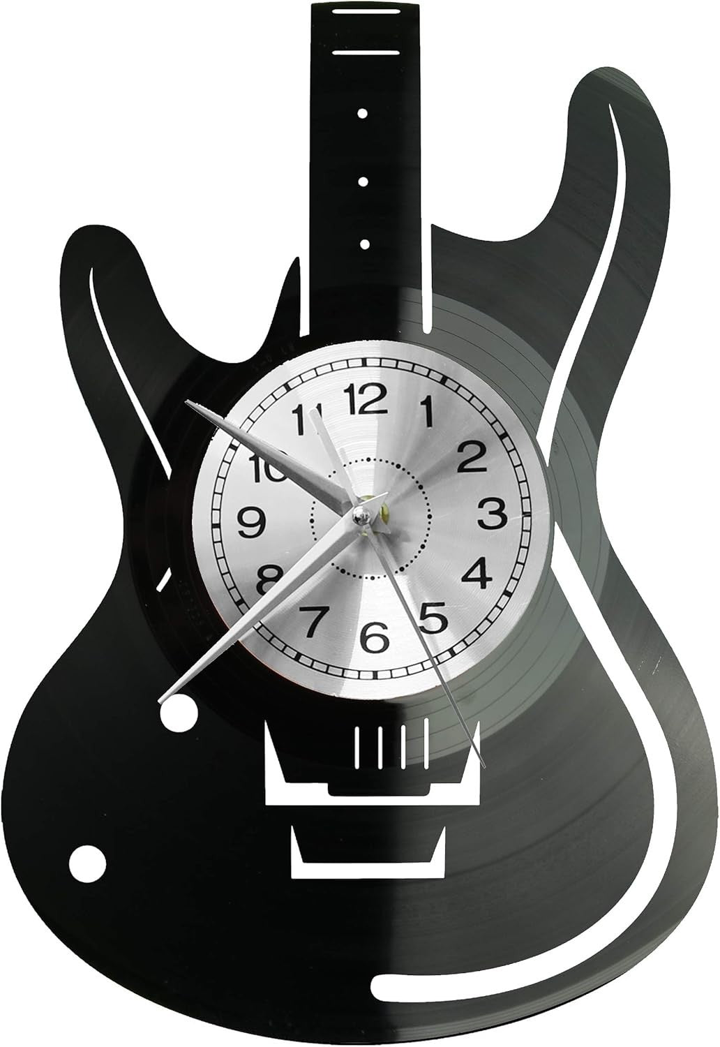 Guitar Wall Clock – Silent Non-Ticking Vinyl Record Style Music Room Decor