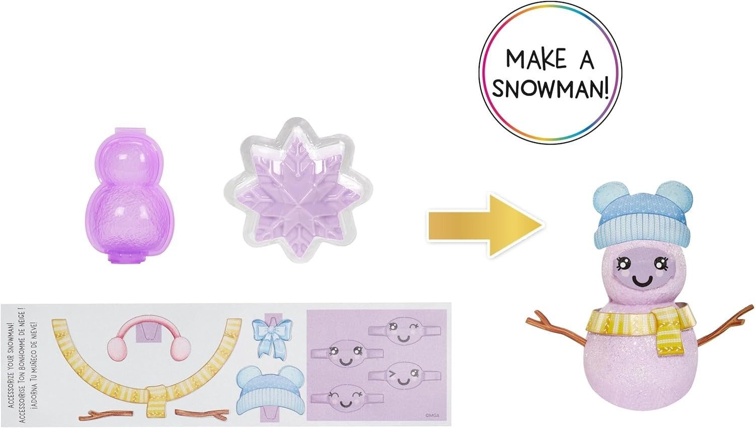 Winter Fashion Doll Purple 11in Magic Snow Outfit Snowman Kit