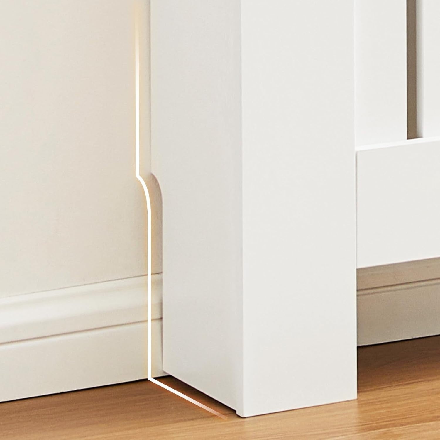 Extendable Radiator Cover White Adjustable MDF Slatted Heating Cabinet Shelf