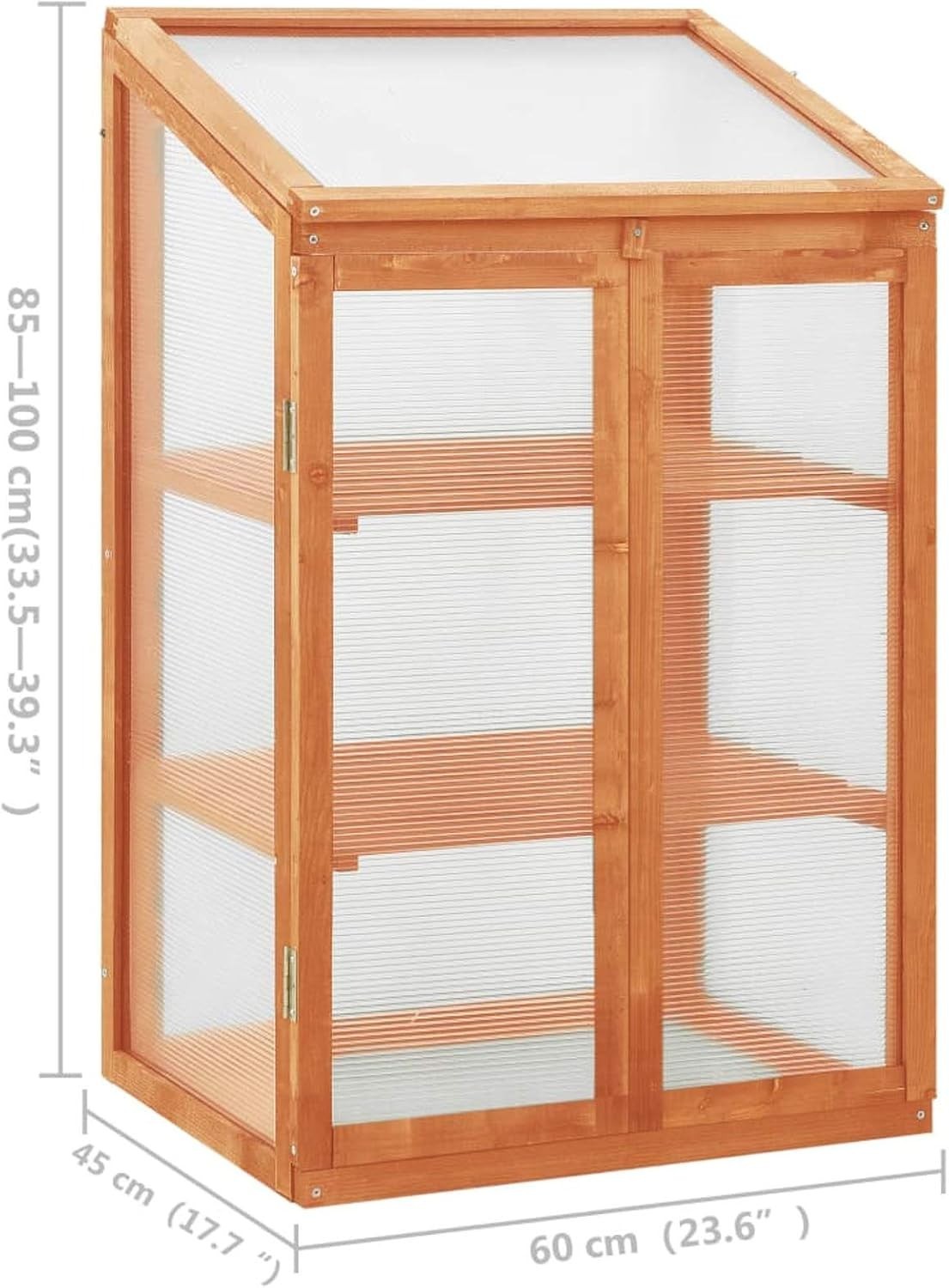 Wooden Mini Greenhouse 60x45x100cm | Firwood & Polycarbonate Cold Frame