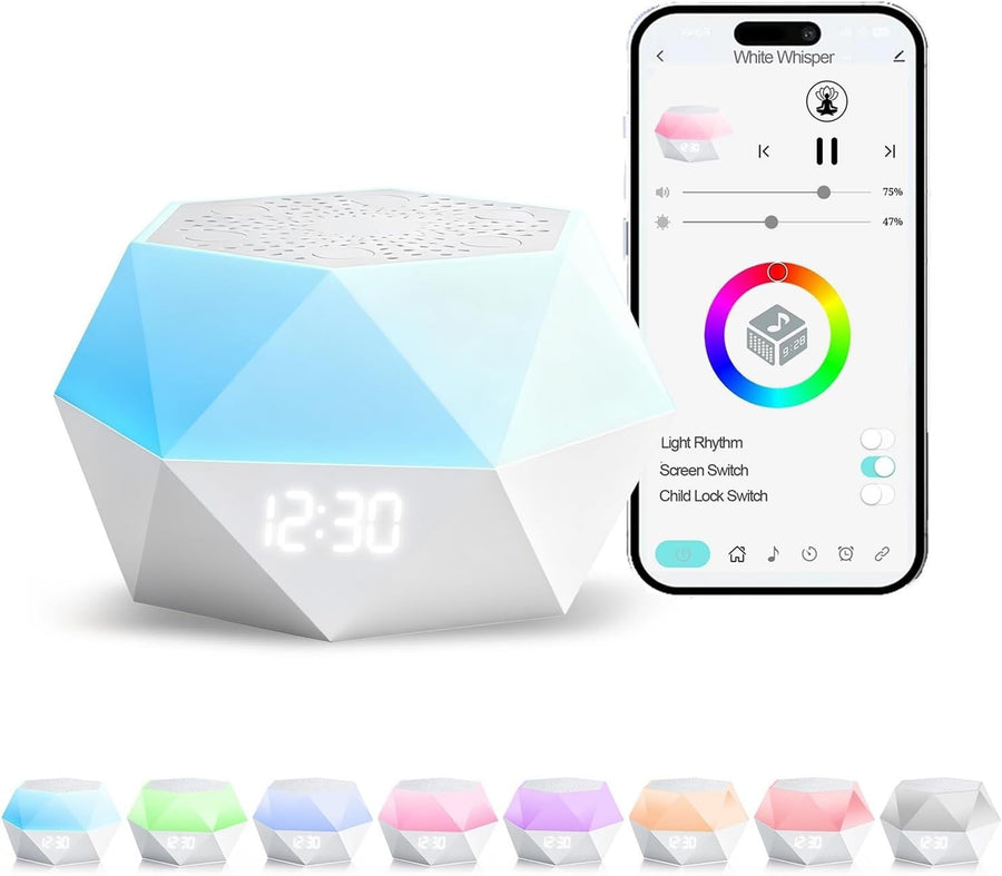 White Noise Machine with Light & App Control – 32 Soothing Sounds for Sleep
