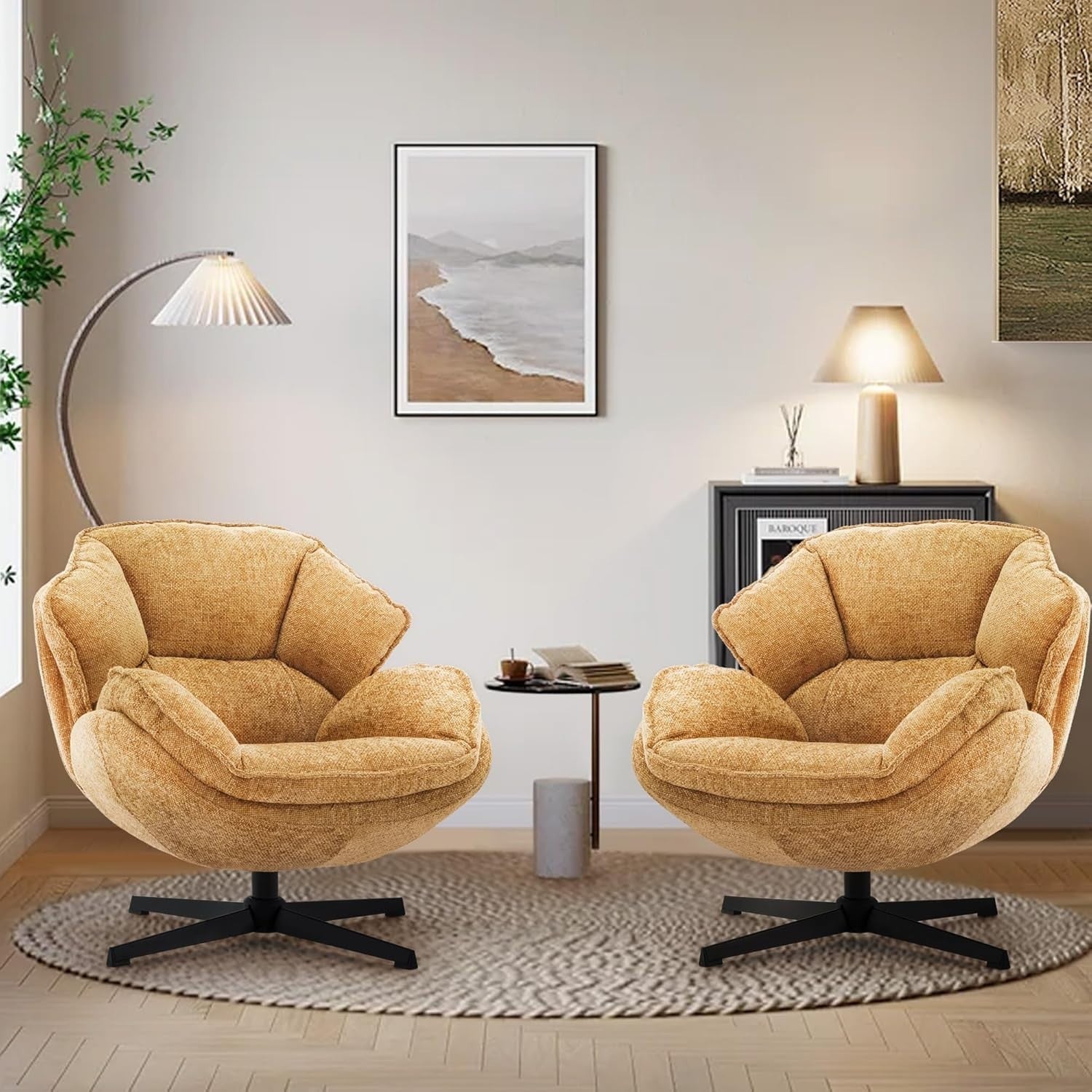 Swivel Accent Armchairs Set of 2 Sofa Lounge Chairs for Living Room