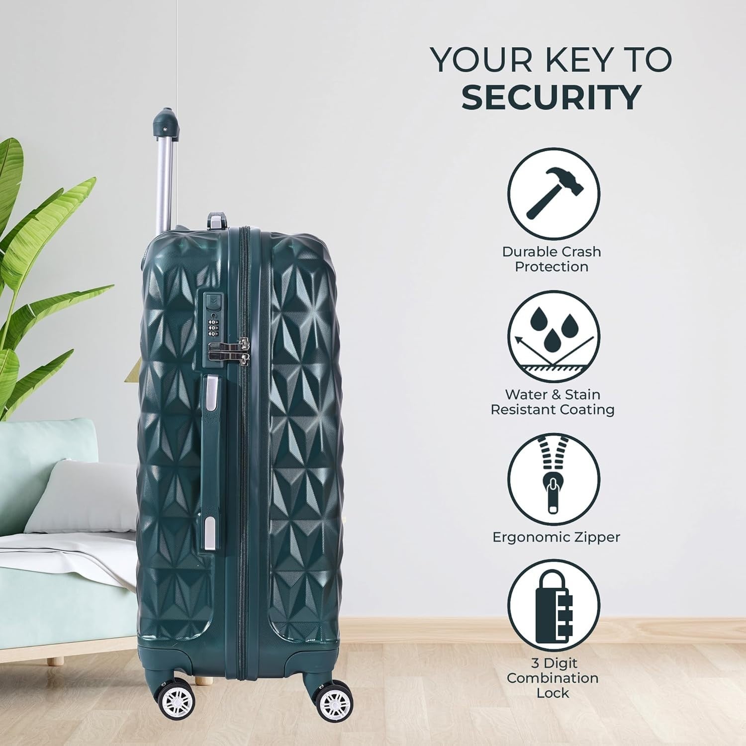 24 Inch ABS Check In Suitcase Lightweight Hard Shell Spinner Wheels