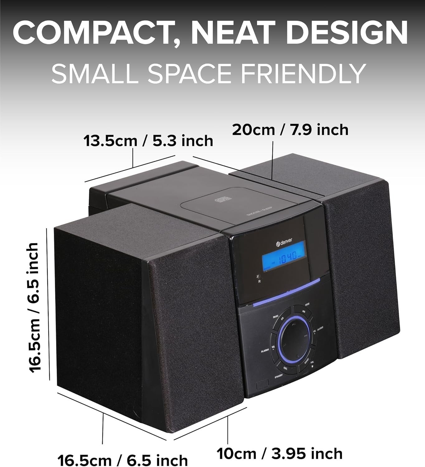 Compact Micro HiFi System CD Player FM Radio Alarm Clock AUX Audio