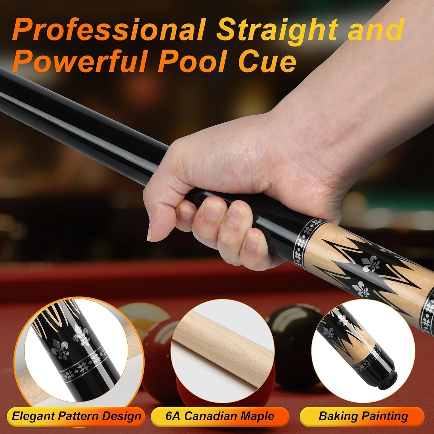58" Adjustable Pool Cue 19oz–21oz Canadian Maple 12.5mm Pro Stick Set