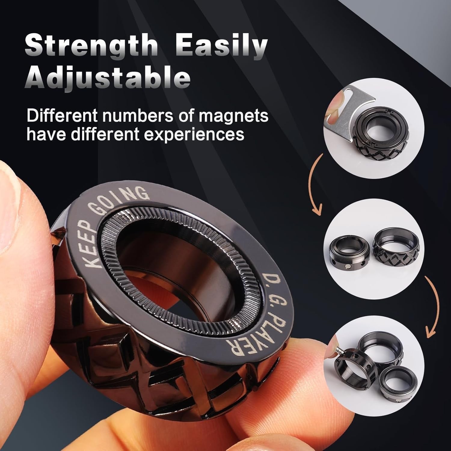 Metal Fidget Spinner Ring Adjustable Silent Stress Relief ADHD Toy