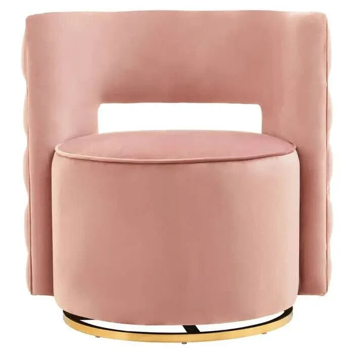 Pink Velvet Swivel Chair with Gold Base – Modern Accent Vanity Lounge Seat