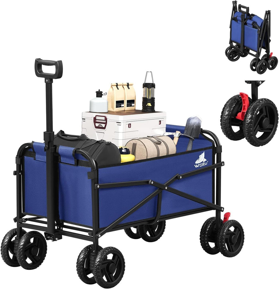Heavy Duty Folding Utility Wagon 80kg All Terrain Cart Camping Beach