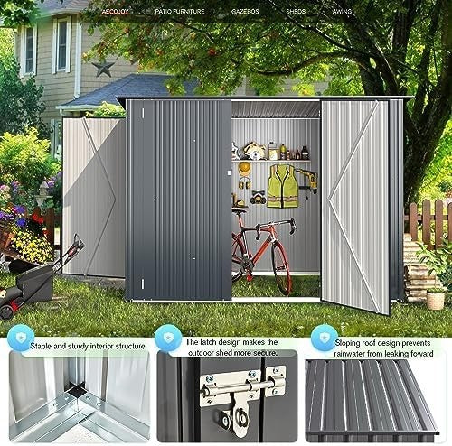 Heavy Duty Metal Bike Shed Lockable Waterproof Galvanised Outdoor Storage 7x4ft