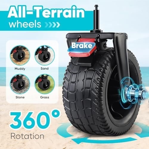 Heavy Duty Folding Beach Wagon 400L 440lbs All-Terrain Festival Trolley