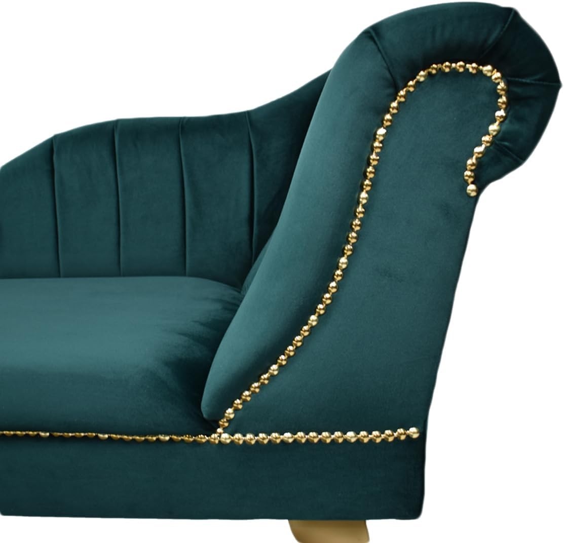 Right Hand Velvet Chaise Lounge Tufted Accent Sofa Chair Jasper 135cm