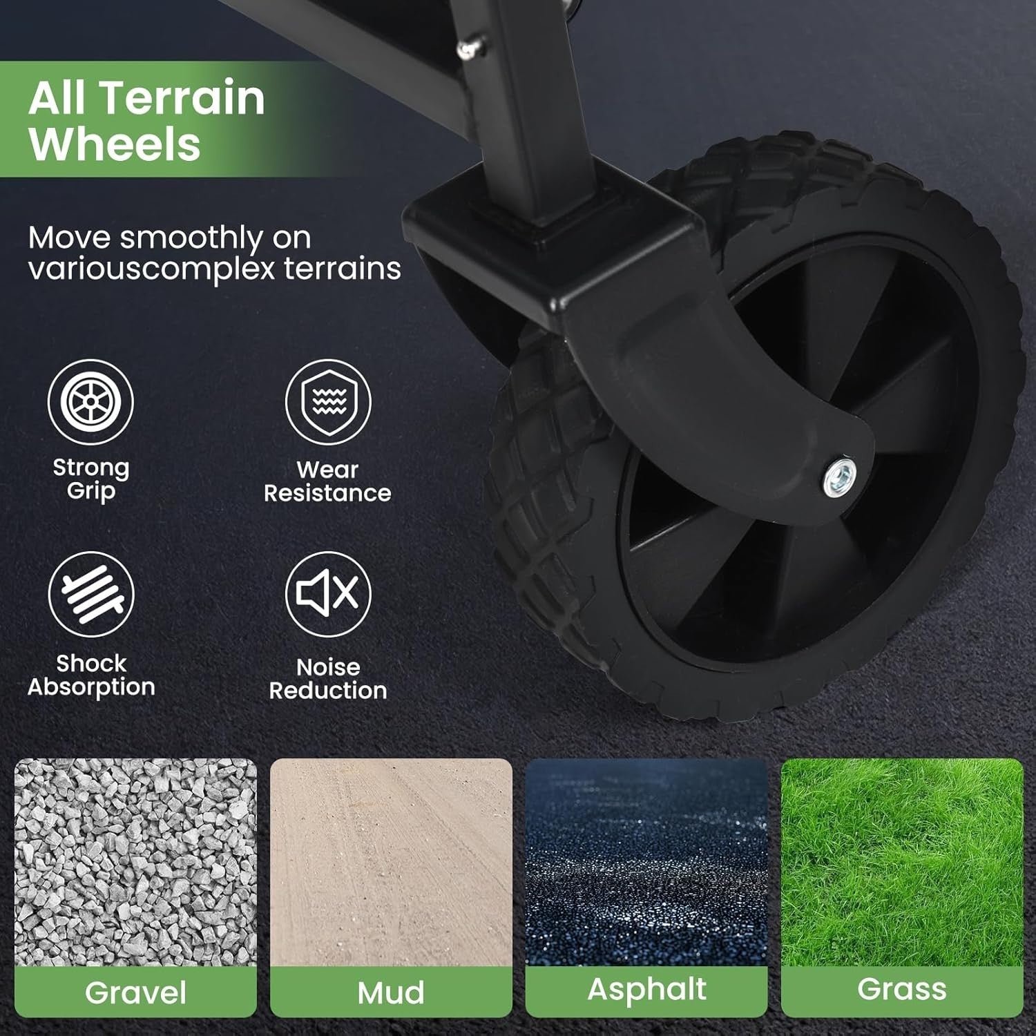 Black Folding Festival Wagon 78L Heavy Duty Garden Beach Camping Trolley 80kg