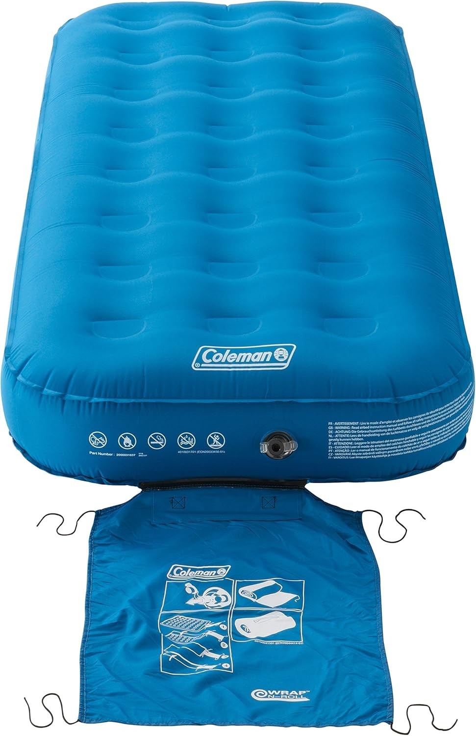 Inflatable Single Airbed Red Camping Mattress Flocked Durable w/ 12V Pump