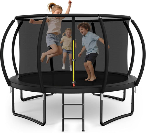 14FT Outdoor Garden Trampoline Safety Net Ladder Pumpkin Frame 150KG
