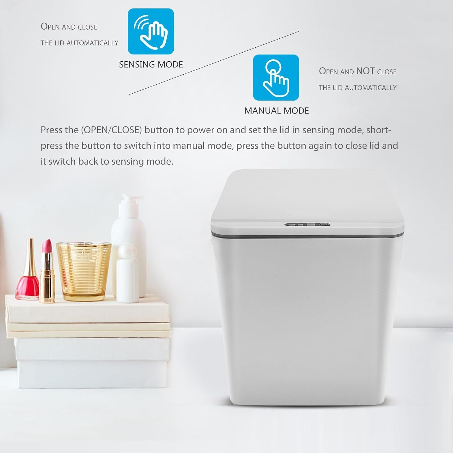 6L Touchless Mini Trash Can | Automatic Sensor Bin Grey 1.5 Gal