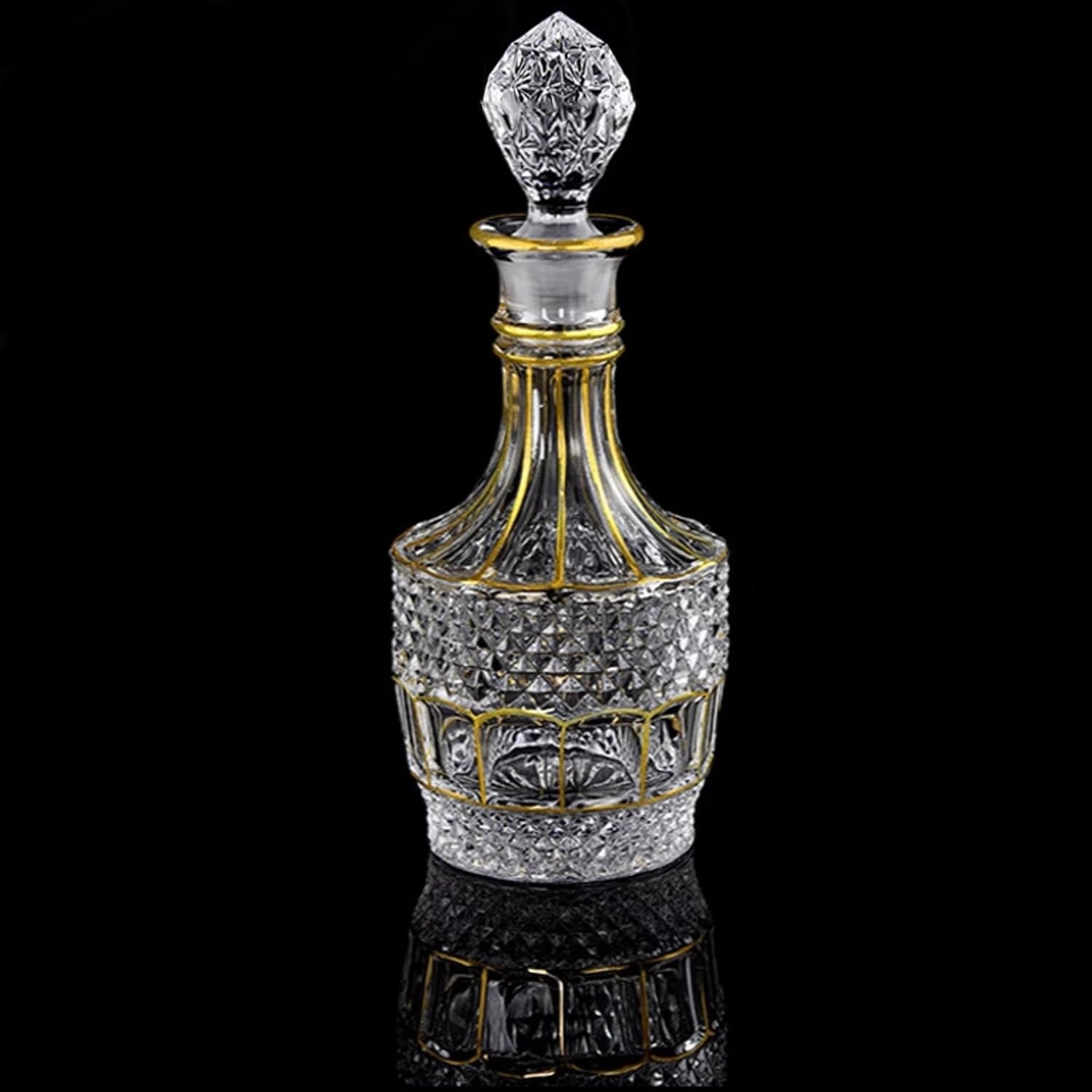 Luxury Crystal Whiskey Decanter 750ml – Hand-Painted Gold Design Home Bar Gift