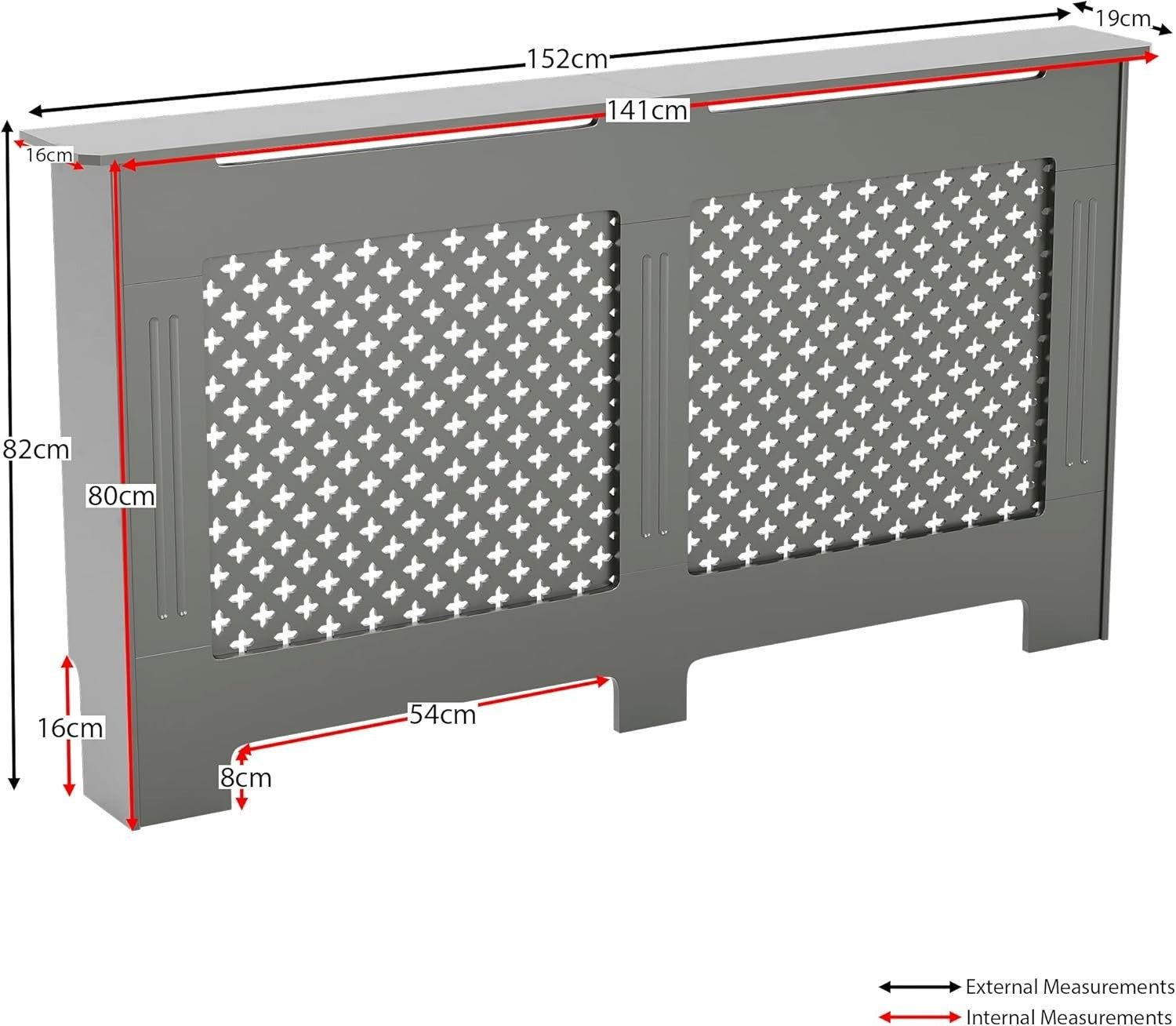 Olive Grey Radiator Cover Large Cross Design MDF Painted Modern Heat Efficient