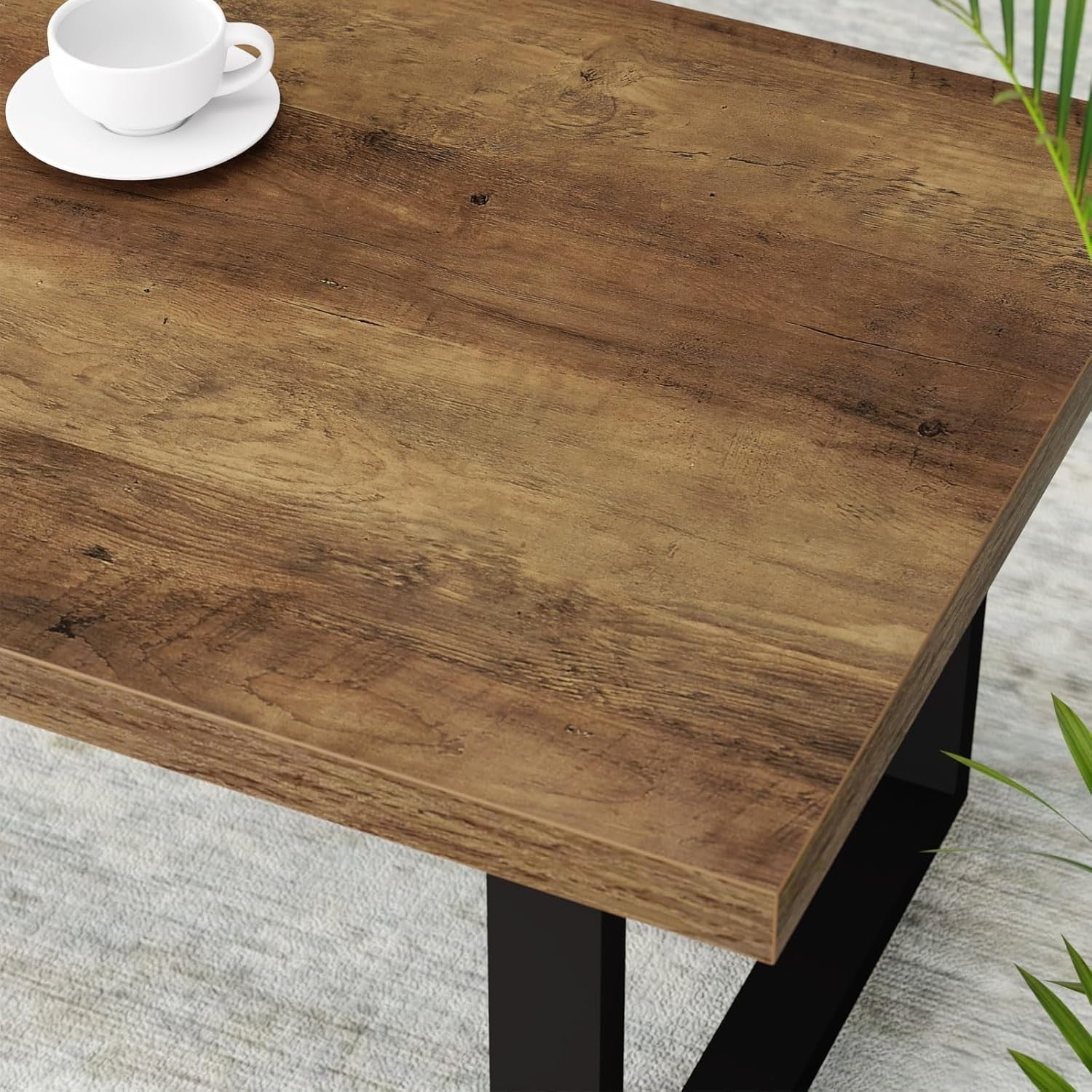 Rustic Oak Coffee Table 120cm Industrial Wood Metal Centre Table Living Room