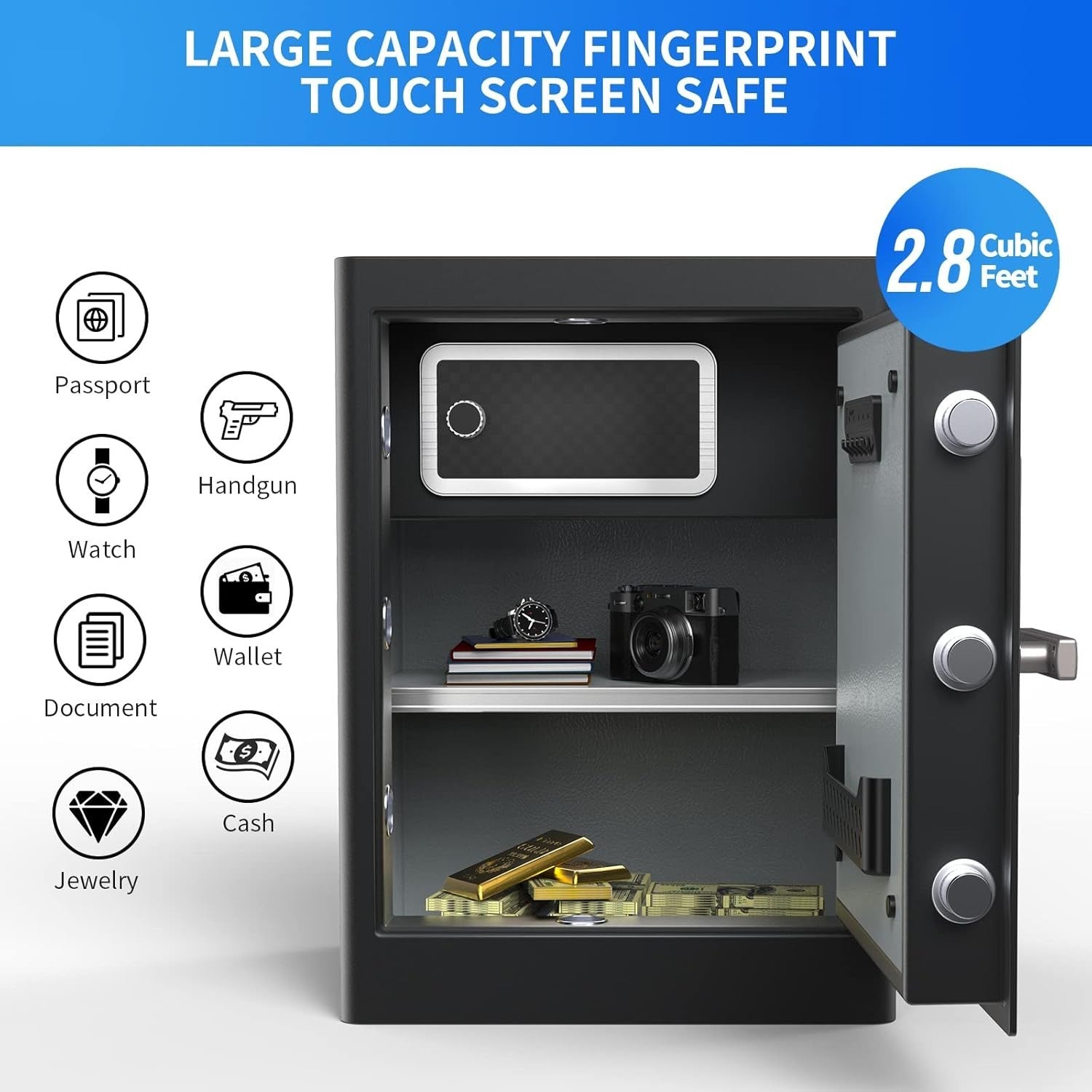 80L Biometric Fingerprint Safe Touch Screen Security Box