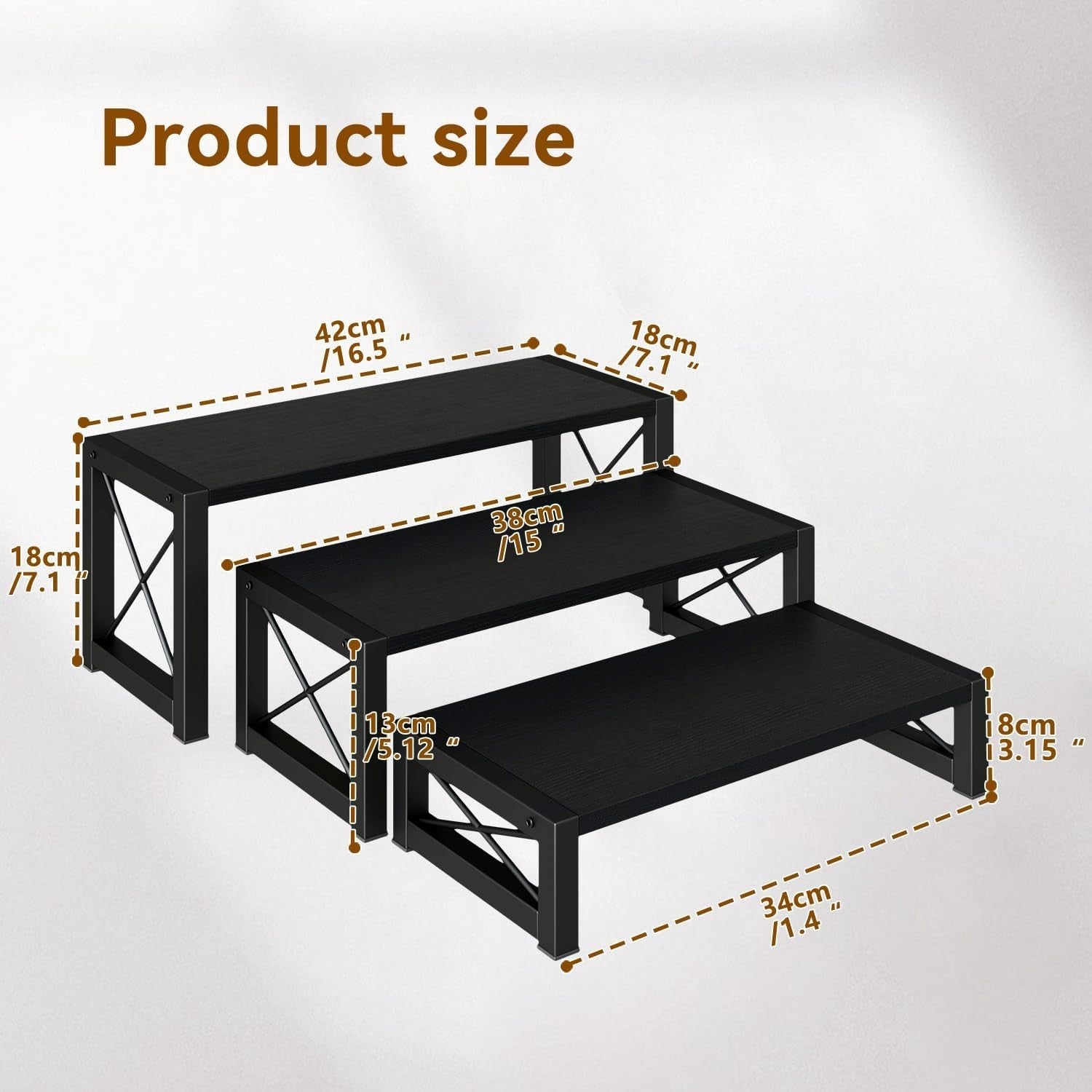 3-Tier Black Wood Cupcake & Dessert Display Stand – Rustic Party Table Risers