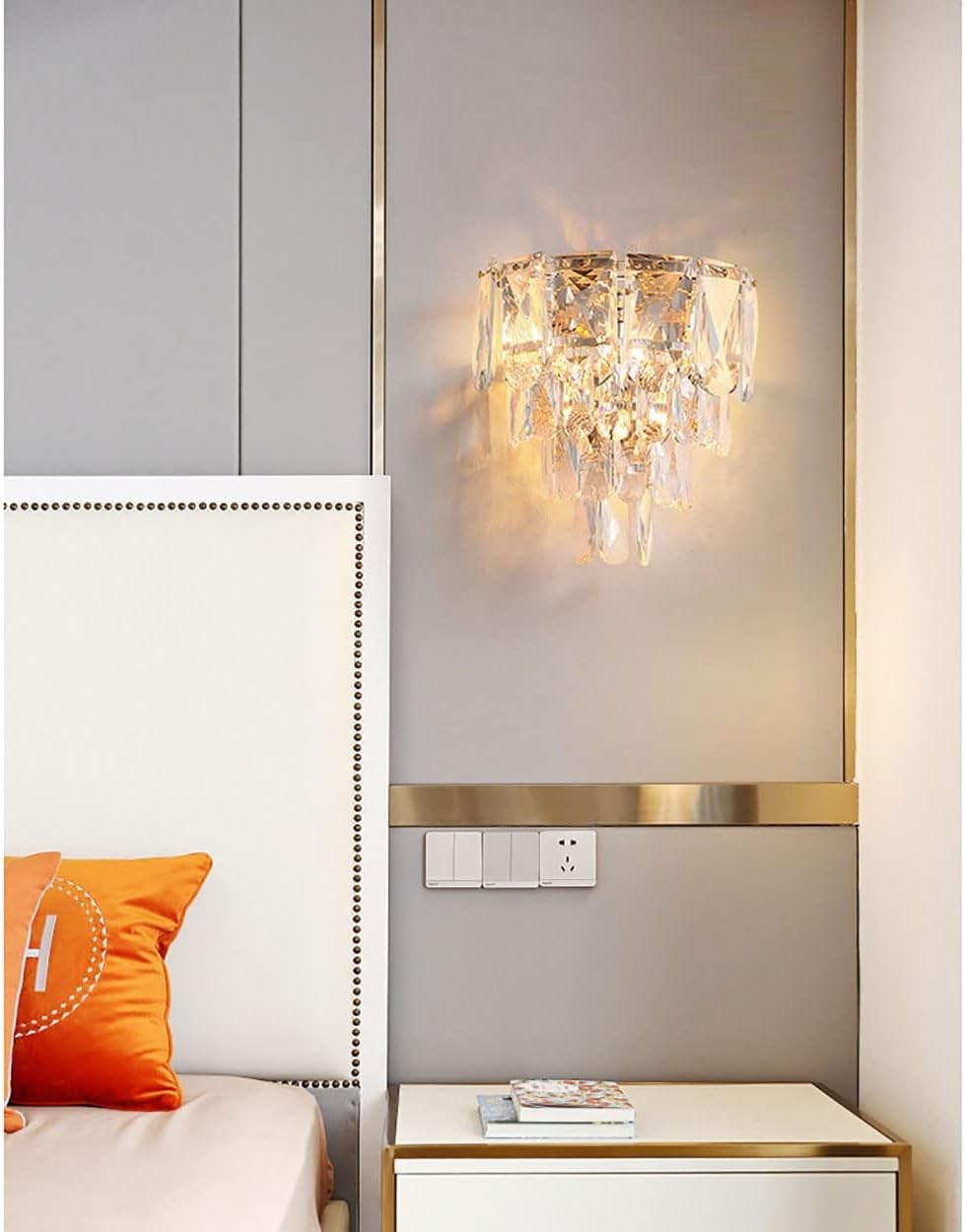 Gold Crystal Wall Light E14 Modern Sconce for Bedroom Hotel Hallway