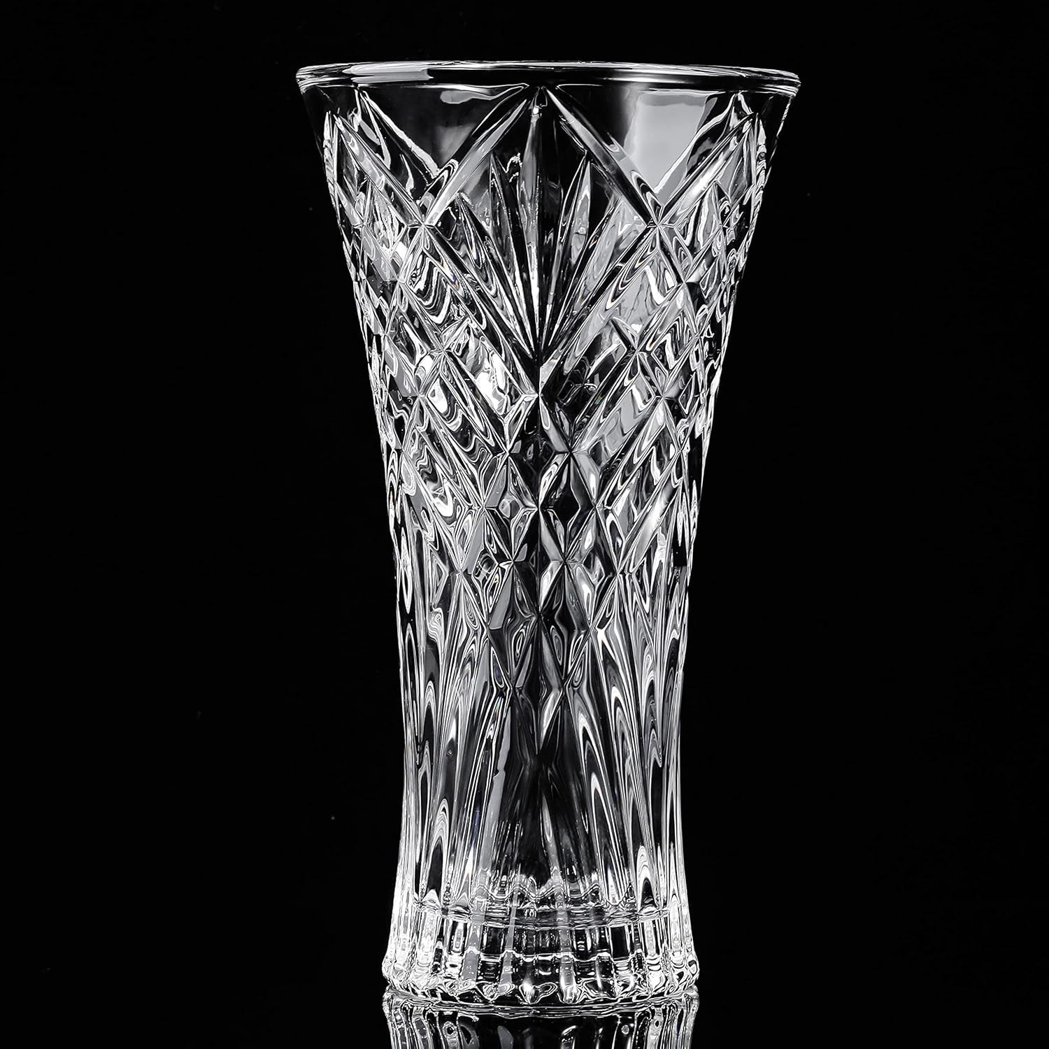 30cm Crystal Glass Flower Vase Tall Clear Cut Vase Wedding Table Centrepiece