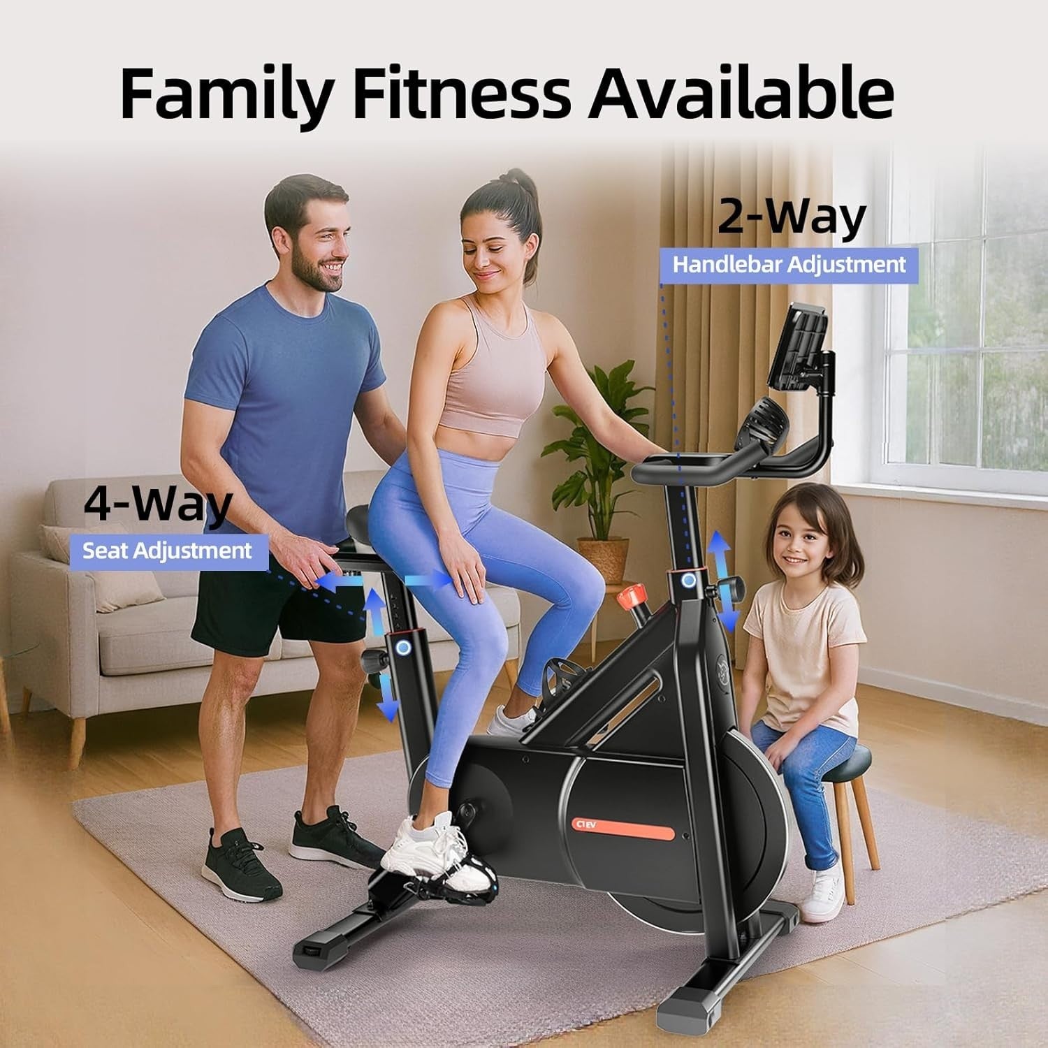 Silent Magnetic Spin Bike w/ App, Self-Powered, LED Feedback, 300lb Capacity