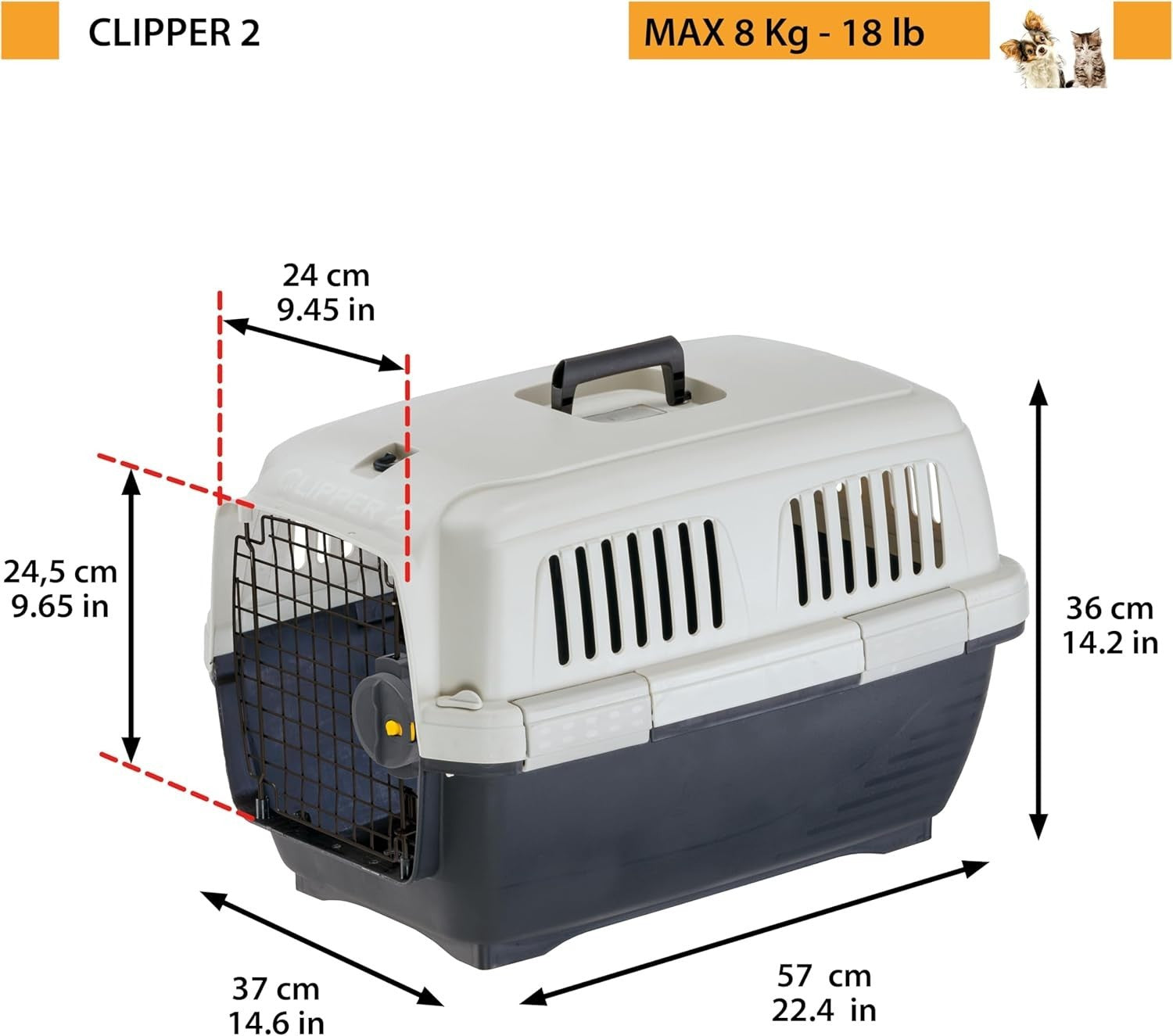 IATA Approved Cat Dog Travel Carrier Crate 8kg Max Airline Safe Steel Door