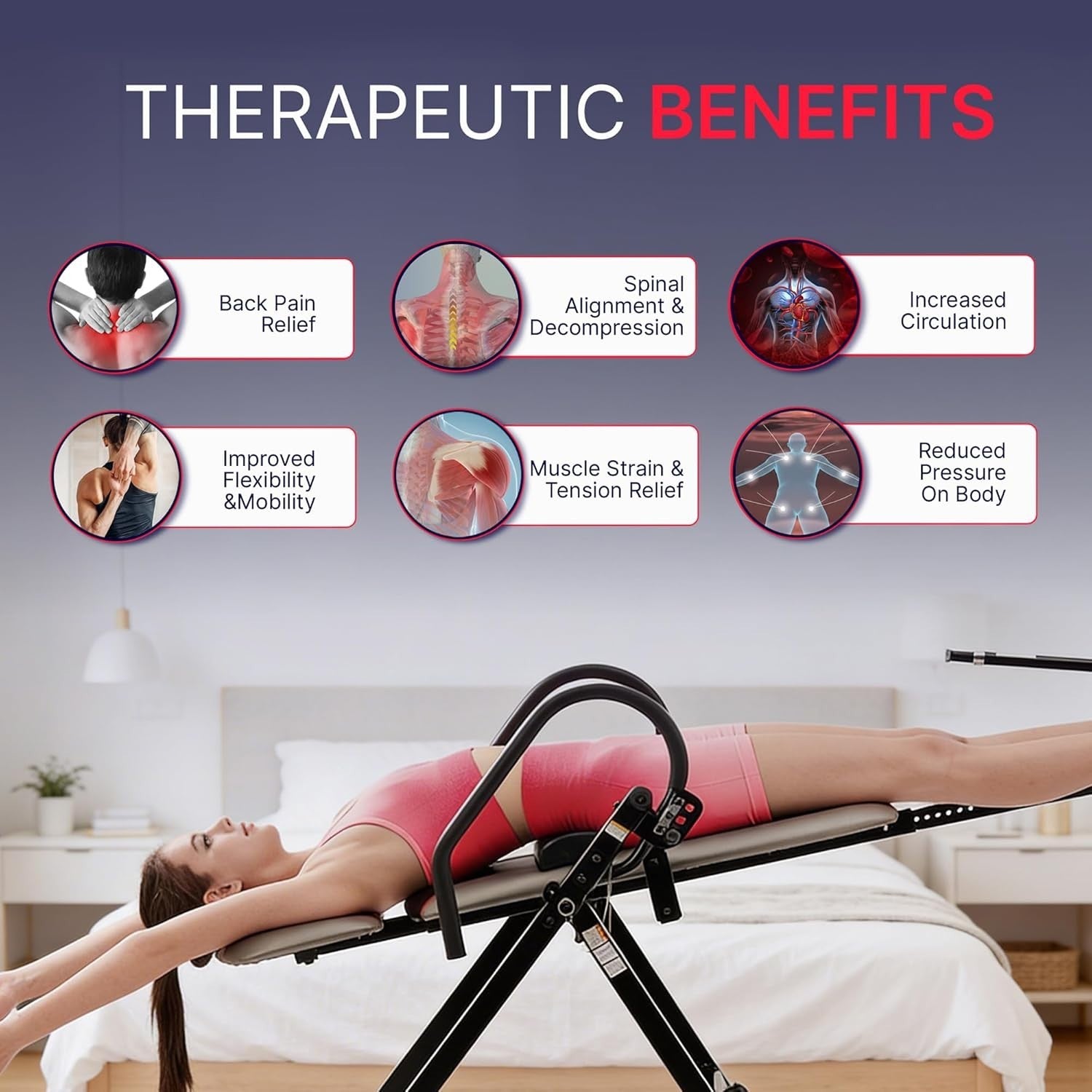 Advanced Inversion Table 300lb Heat & Vibrating Massage Pad Adjustable