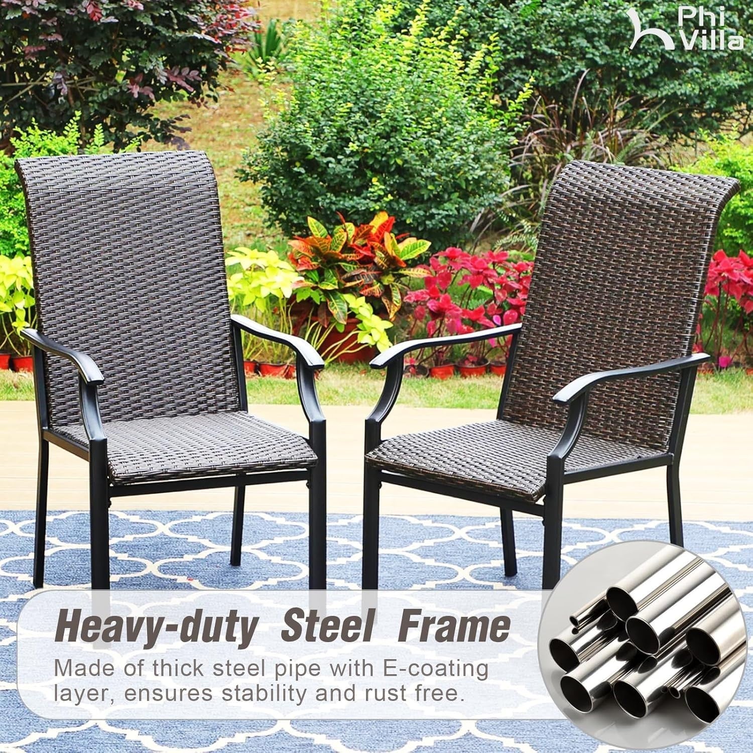 4 Seater Rattan Garden Dining Set Square Table Patio Balcony Bistro Furniture