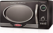 Nostalgia 0.9 Cu Ft 800W Retro Microwave 5 Power Levels 12 Cooking Jet Black