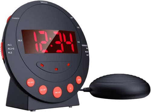 Vibrating Alarm Clock Bed Shaker Flash Light Dual Alarm Heavy Sleepers
