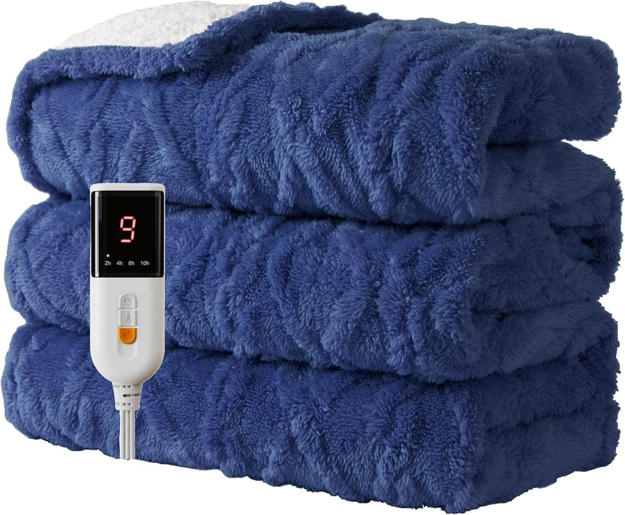Electric Heated Throw Blanket Soft Large 9 Heat Timer Washable 130x160cm