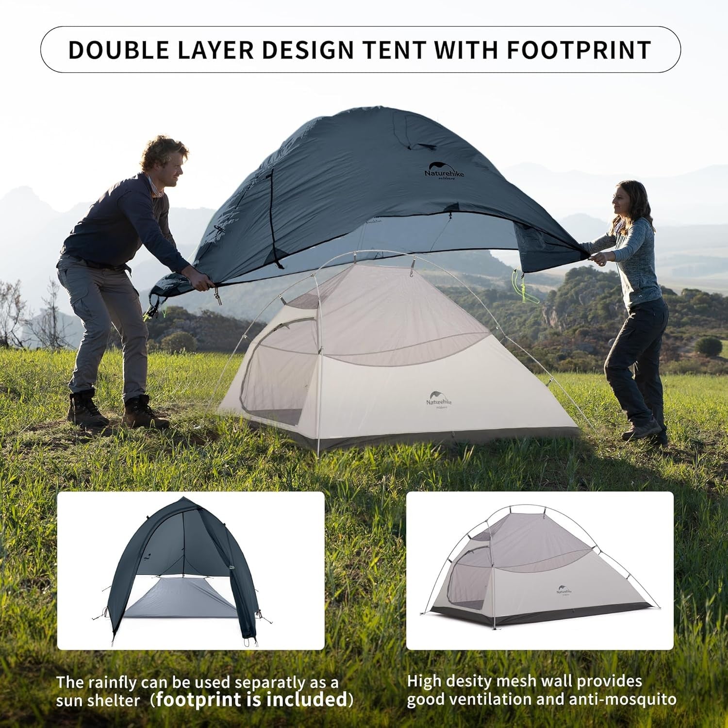2 Person Lightweight Backpacking Tent 3-4 Season Dome