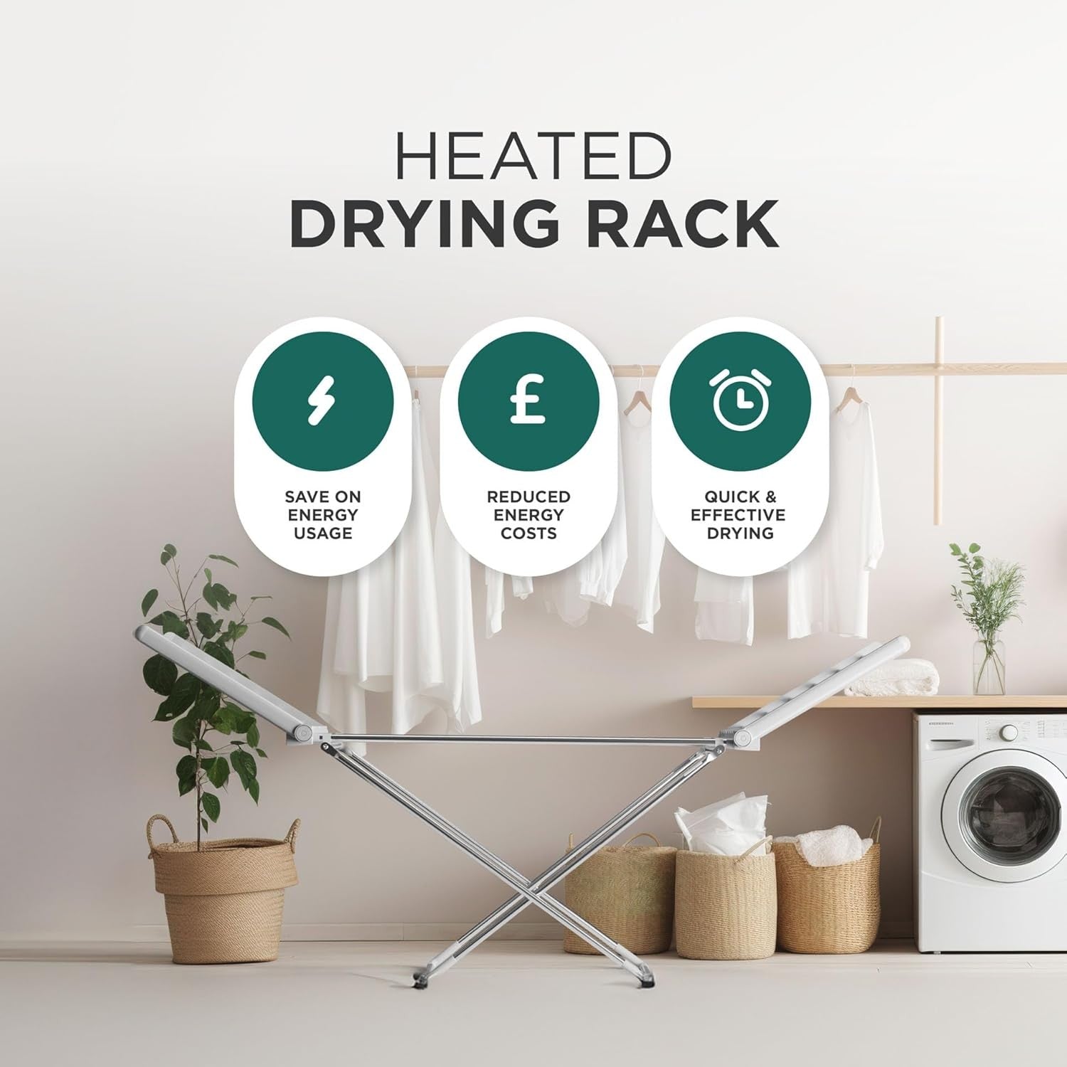 Electric Heated Clothes Airer 20 Heated Bars Folding Indoor Drying Rack 15kg