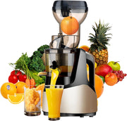 Cold Press Juicer 83mm Wide Feed Chute Slow Masticating Quiet 200W Silver