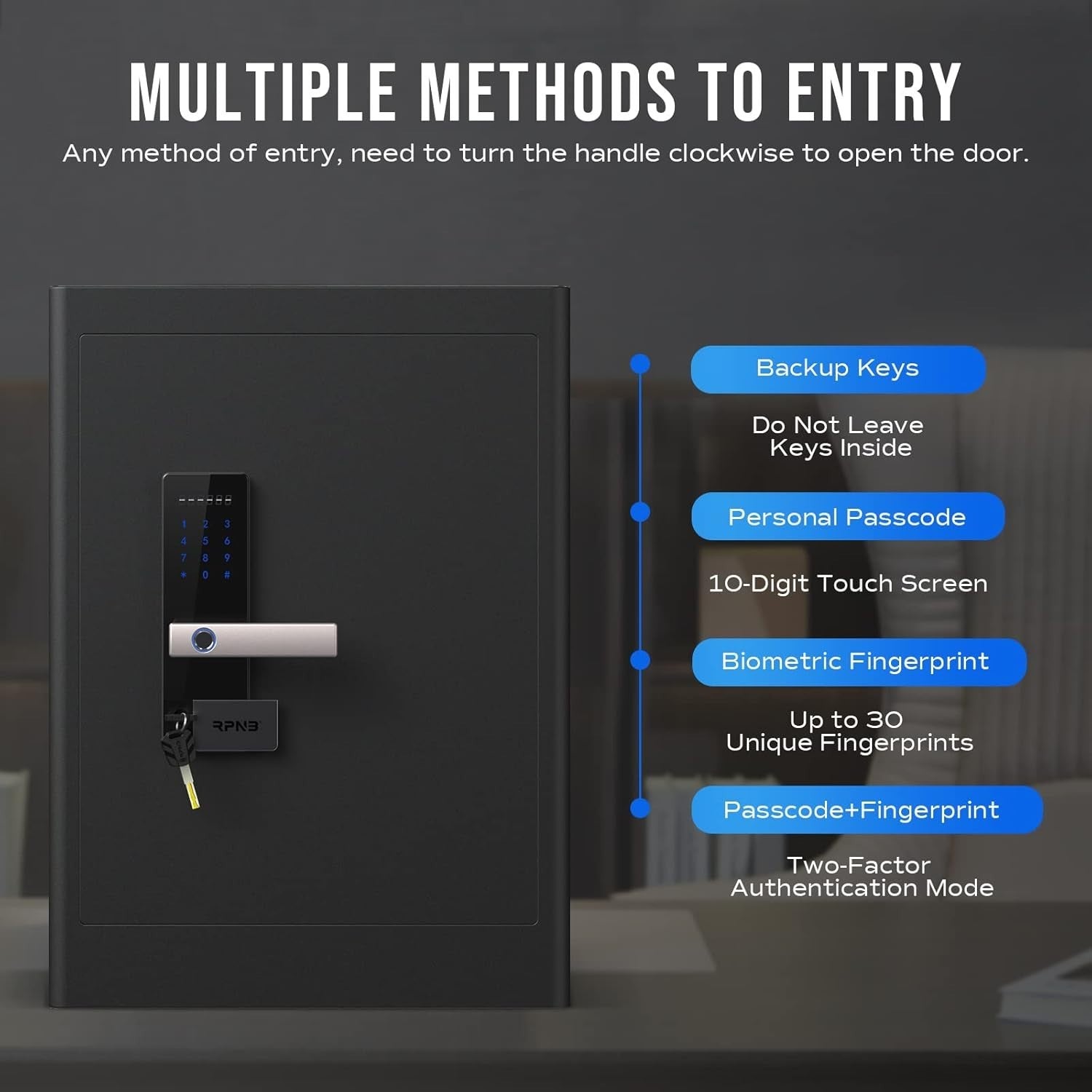 80L Biometric Fingerprint Safe Touch Screen Security Box
