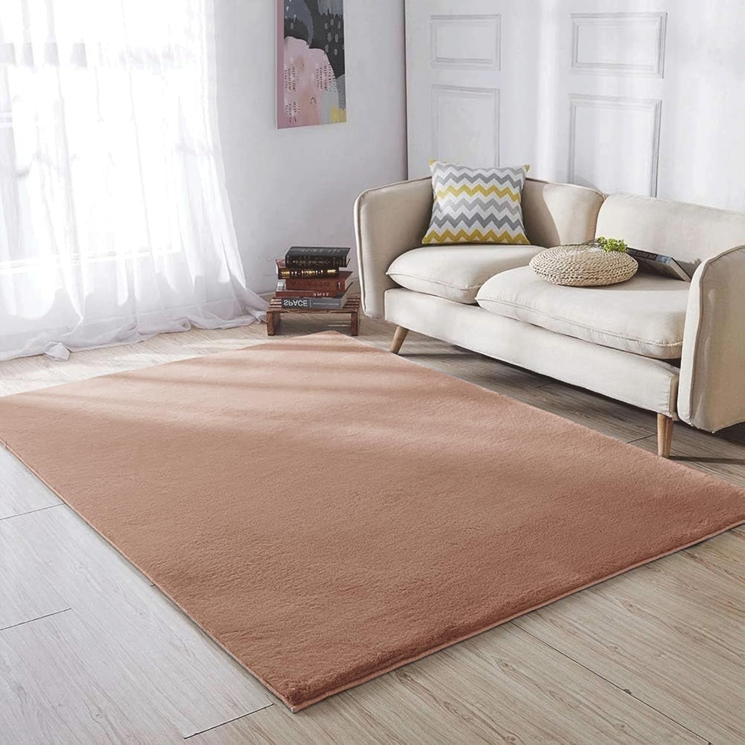 Fluffy Mink Faux Fur Rug Soft Washable Bedroom Living Room Carpet 120x170cm