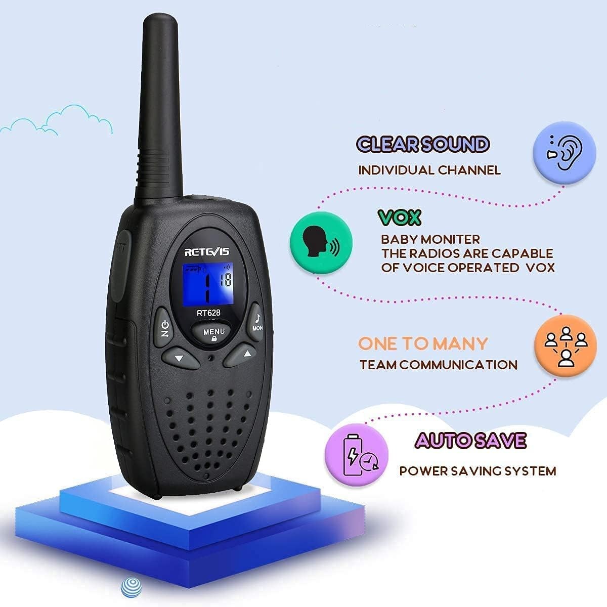 Kids Walkie Talkies 2 Pack PMR446 VOX 8 Channel Long Range Toy Radios