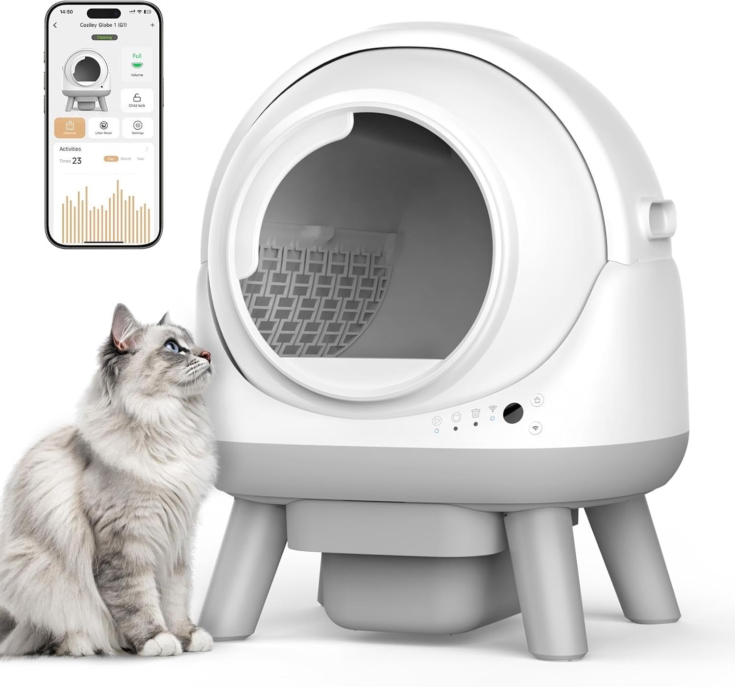 Automatic Self Cleaning Cat Litter Box Smart App Control Odor Free Tray