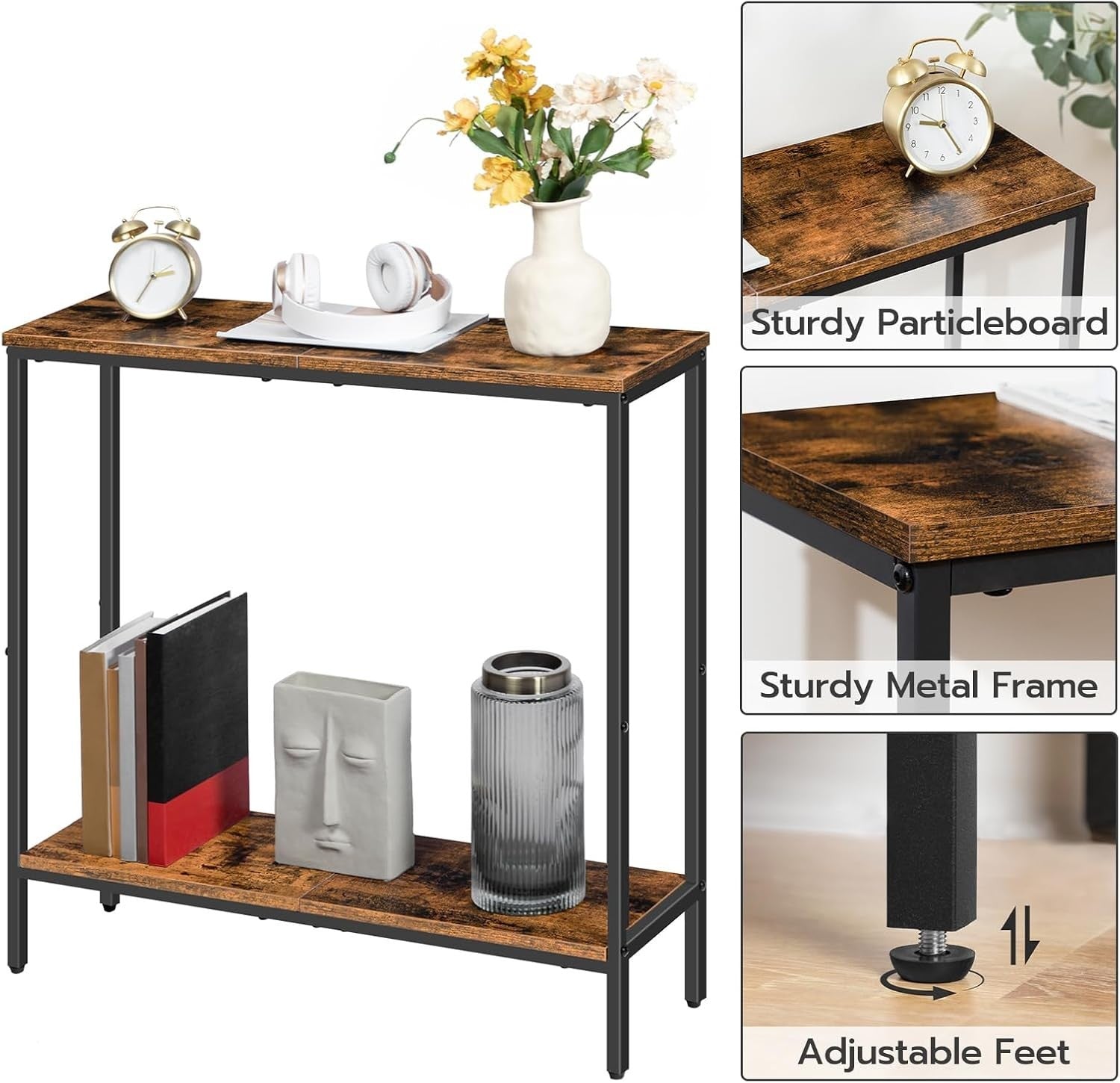 Slim 2-Tier Console Table with Storage Shelf for Hallway & Living Room