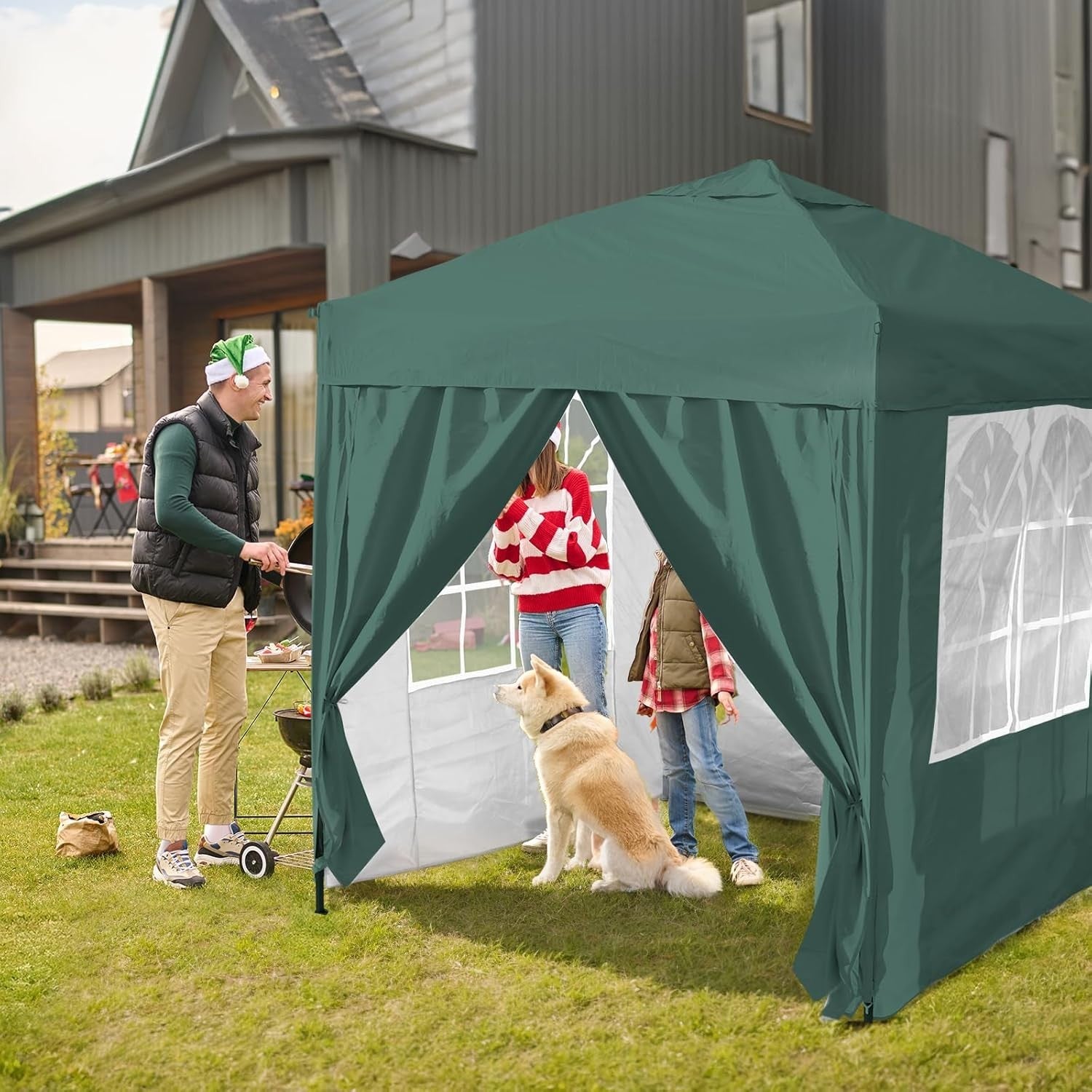 3x6M Green Pop Up Gazebo with 6 Sidewalls Waterproof Heavy Duty Outdoor Party