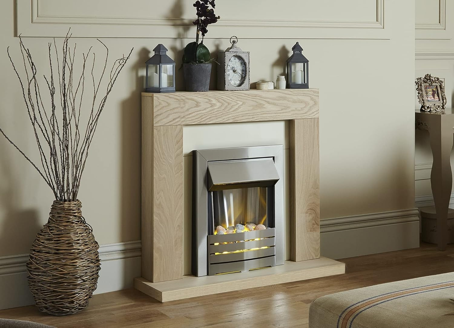 Electric Oak Fireplace Suite 2000W LED Fire Freestanding Modern Heater