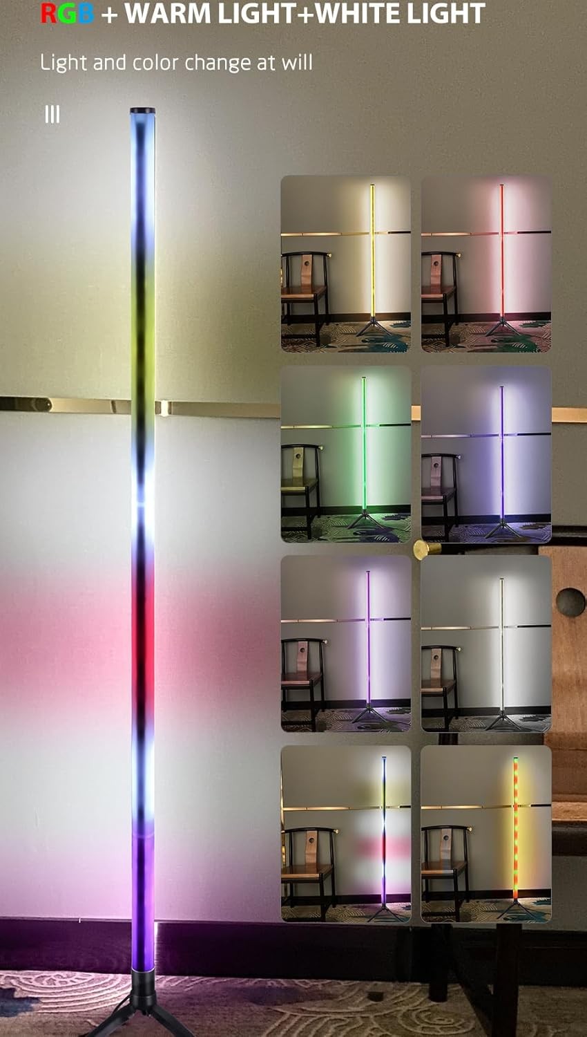 Smart RGB Corner Floor Lamp App Remote Dimmable LED Mood Lighting