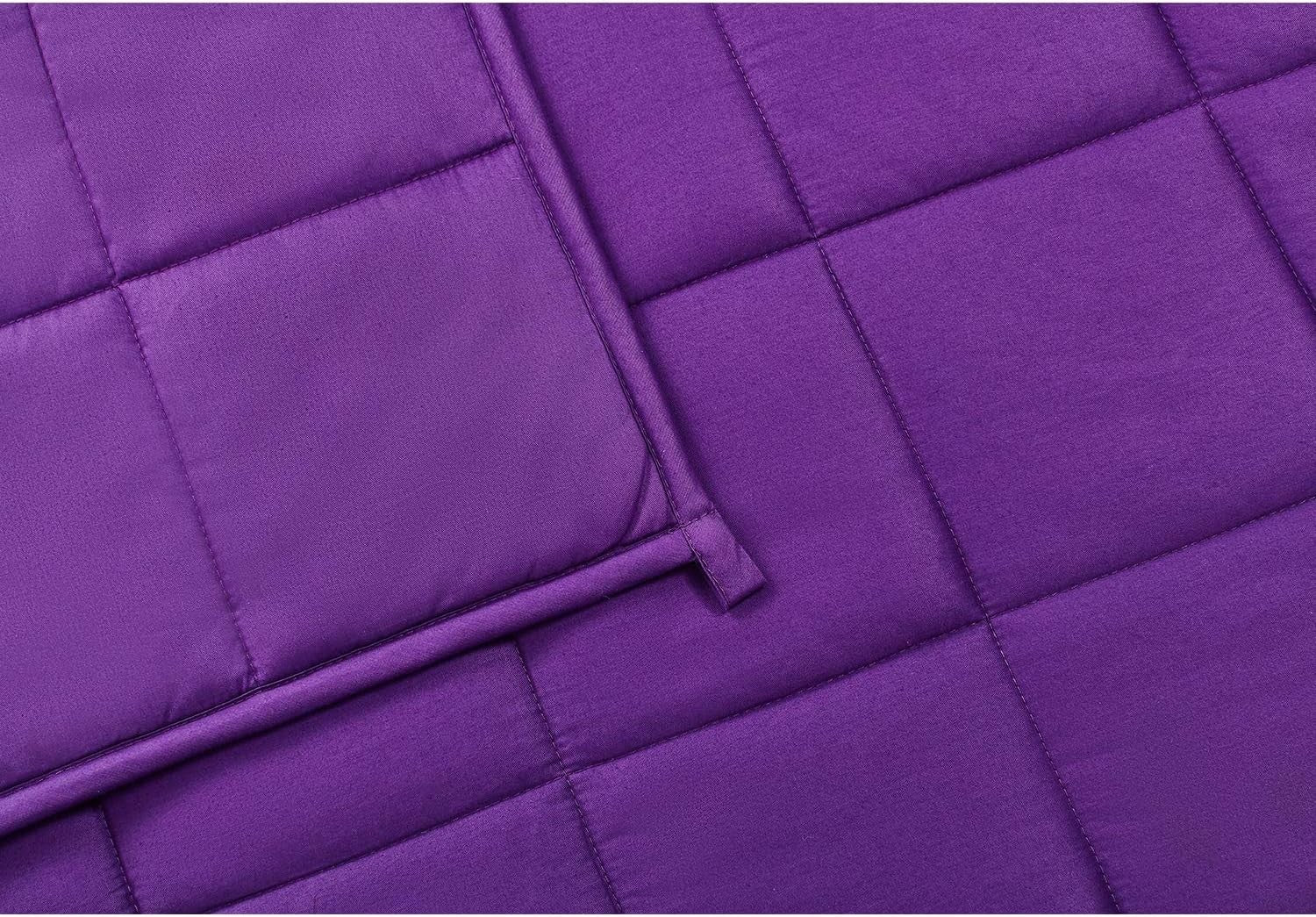 Weighted Blanket 60x80", 15lbs Cotton Glass Beads, Breathable, Violet