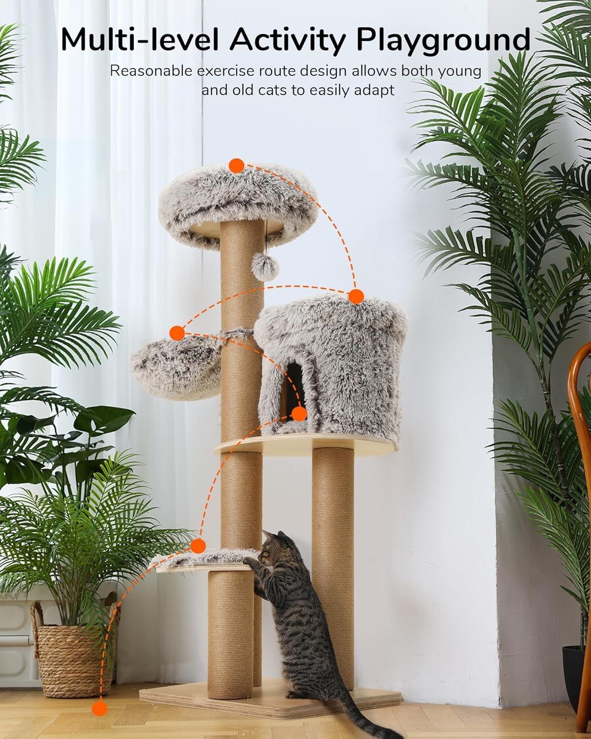 155cm Large Cat Tree Tower Condo Hammock Scratching Posts Multi Level Indoor