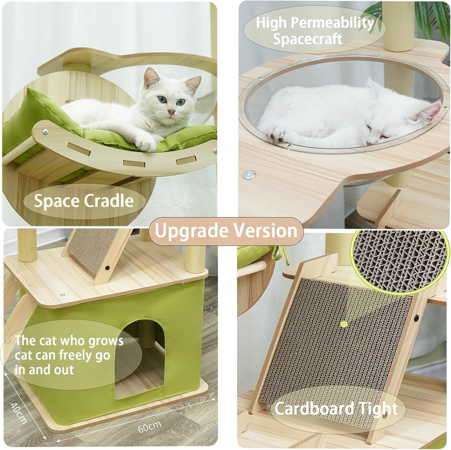 150cm Cat Tree Tower Indoor Condo Capsule Hammock Ladder Large Cats