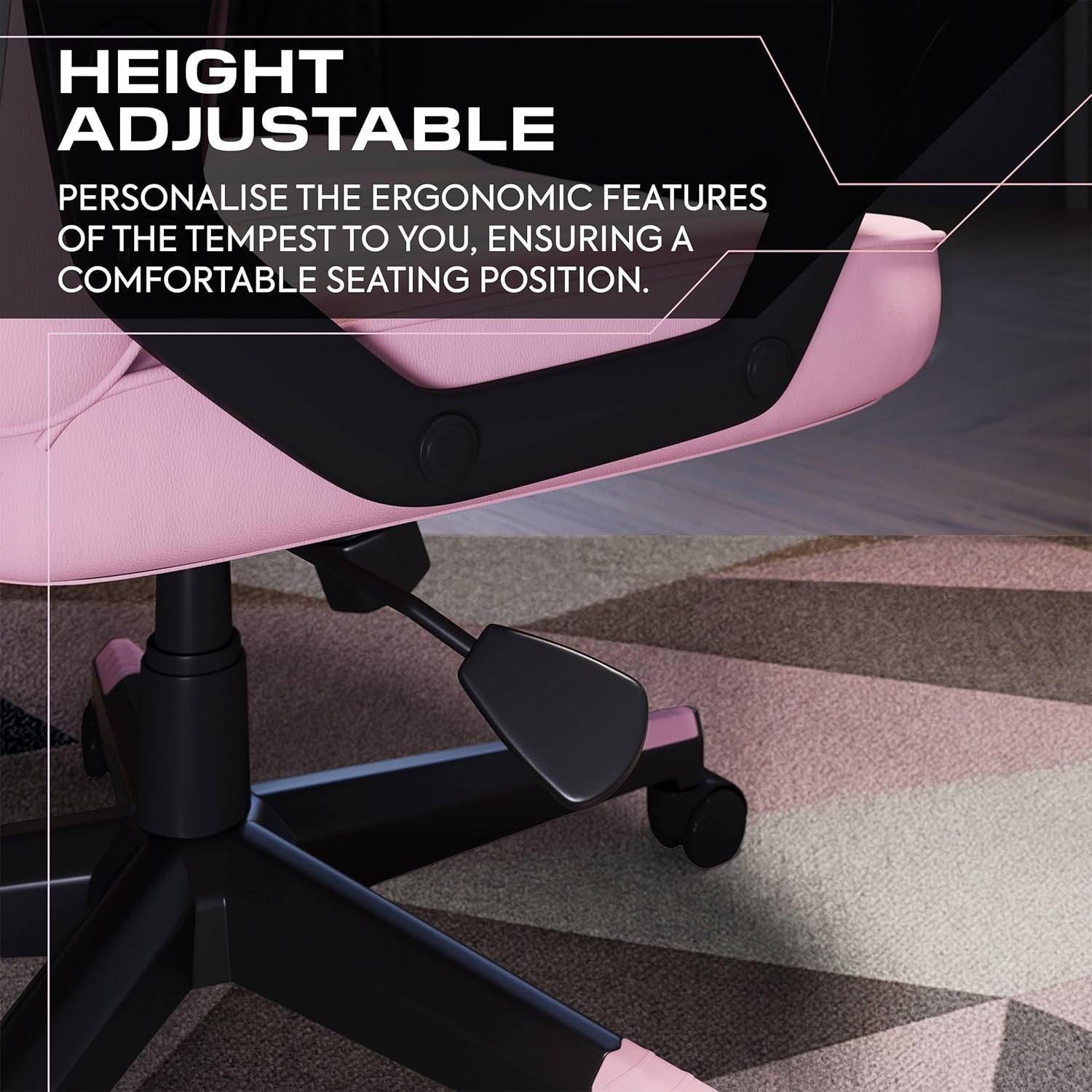 Ergonomic Gaming Chair High Back Wide Seat Grey Pink
