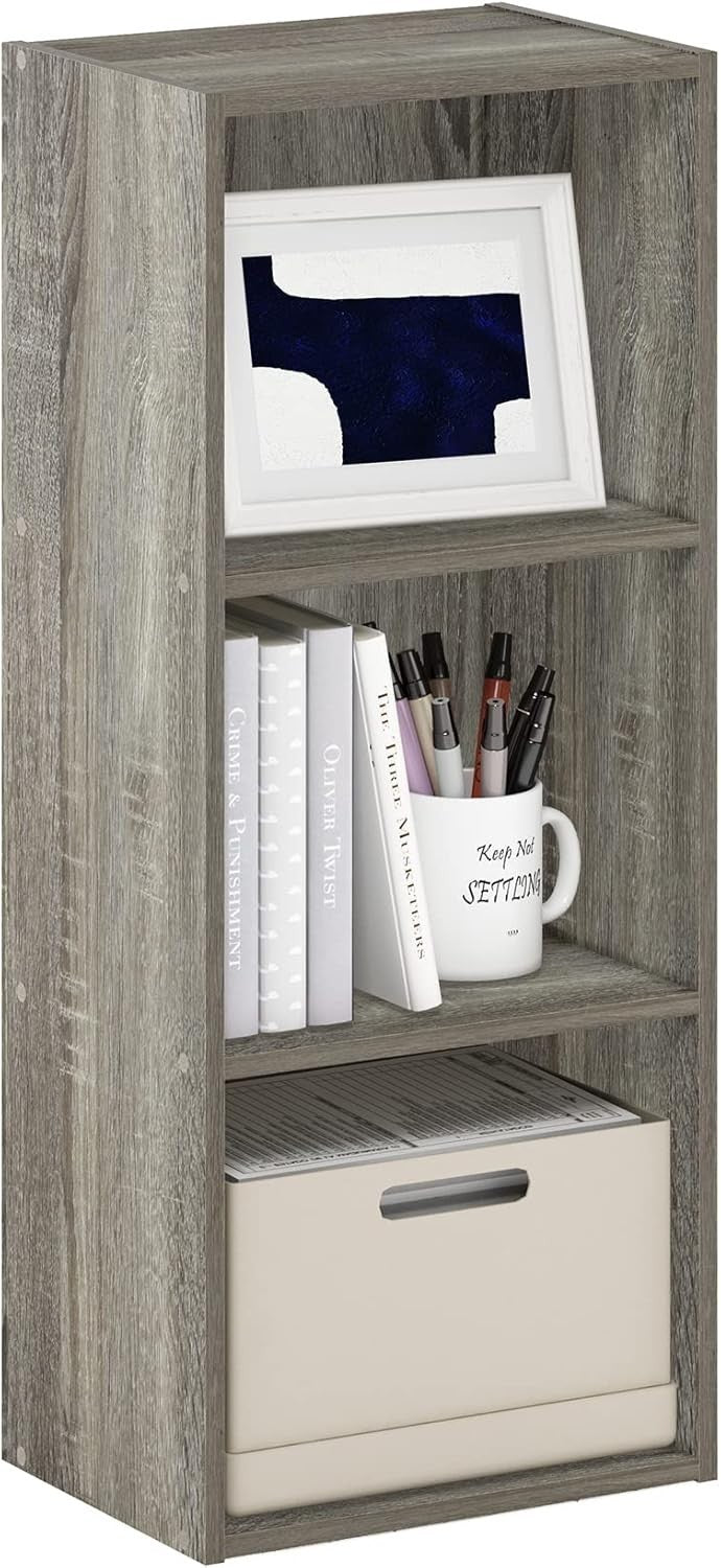 3 Cube Wooden Bookcase Small Storage Shelf Compact Organizer Bookshelf Oak
